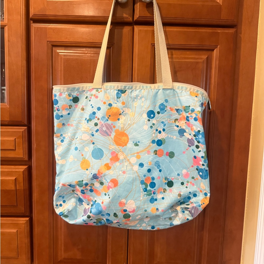 LeSportsac Zip Top Tote Bag 15”x19” Blue